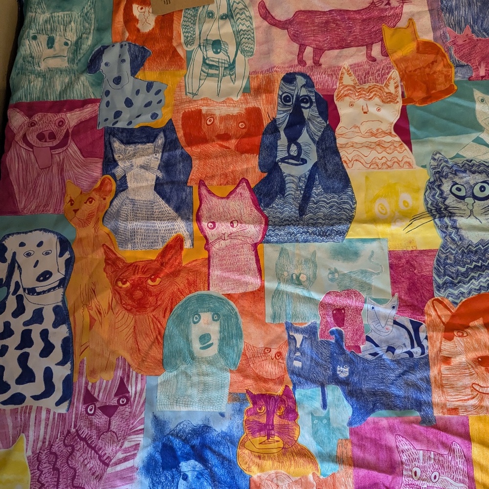 Lush Cats & Dogs Arthouse Unlimited Square Polyester Scarf Knot-Wrap Recycled